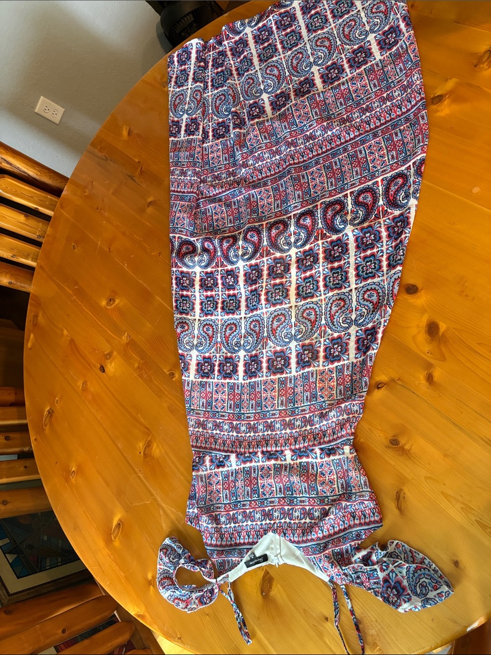 Shinestar ~ Multicolor Paisley & Geometric Print Maxi Dress - Red White Blue